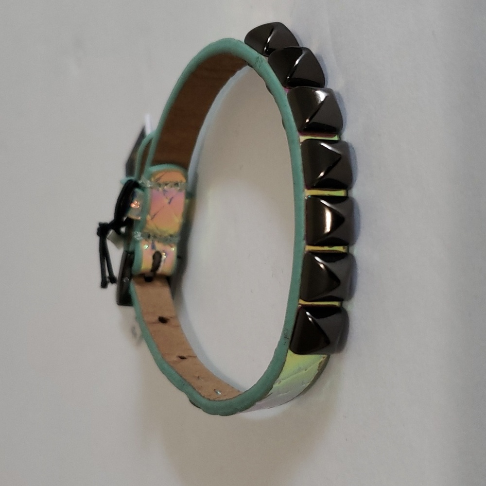 Brand New Y2K Juicy Couture Skinny Faux Leather Pyramid Bracelet